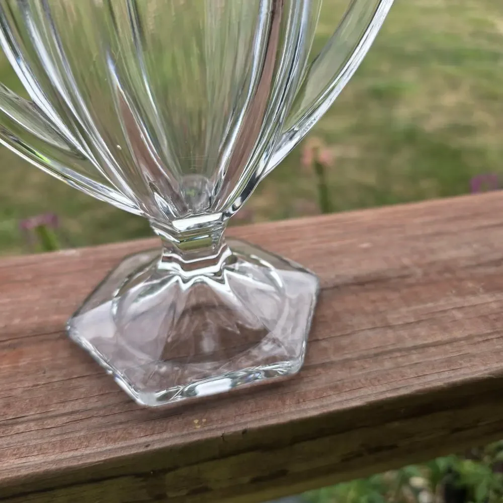 Vintage Art Deco pressed clear glass celery trophy vase